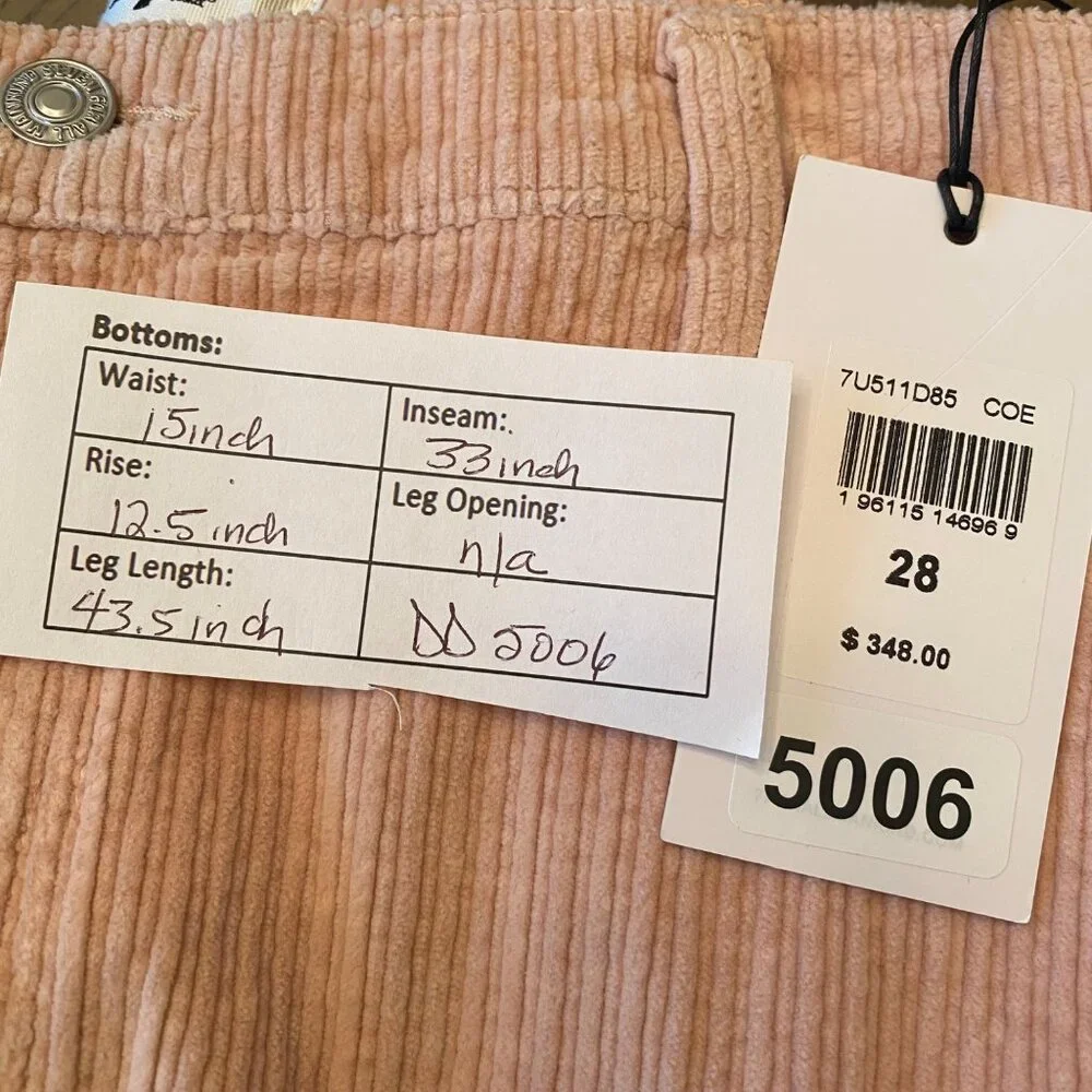NWT 7 For All Mankind Corduroy Easy Trouser In Cameo Rose, size 28 - Picture 9 of 11